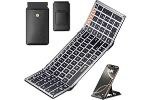 ProtoArc Backlit Foldable Keyboard, XK01 Plus Folding Portable Bluetooth Keyboard for Travel, Full Size External Wireless Key