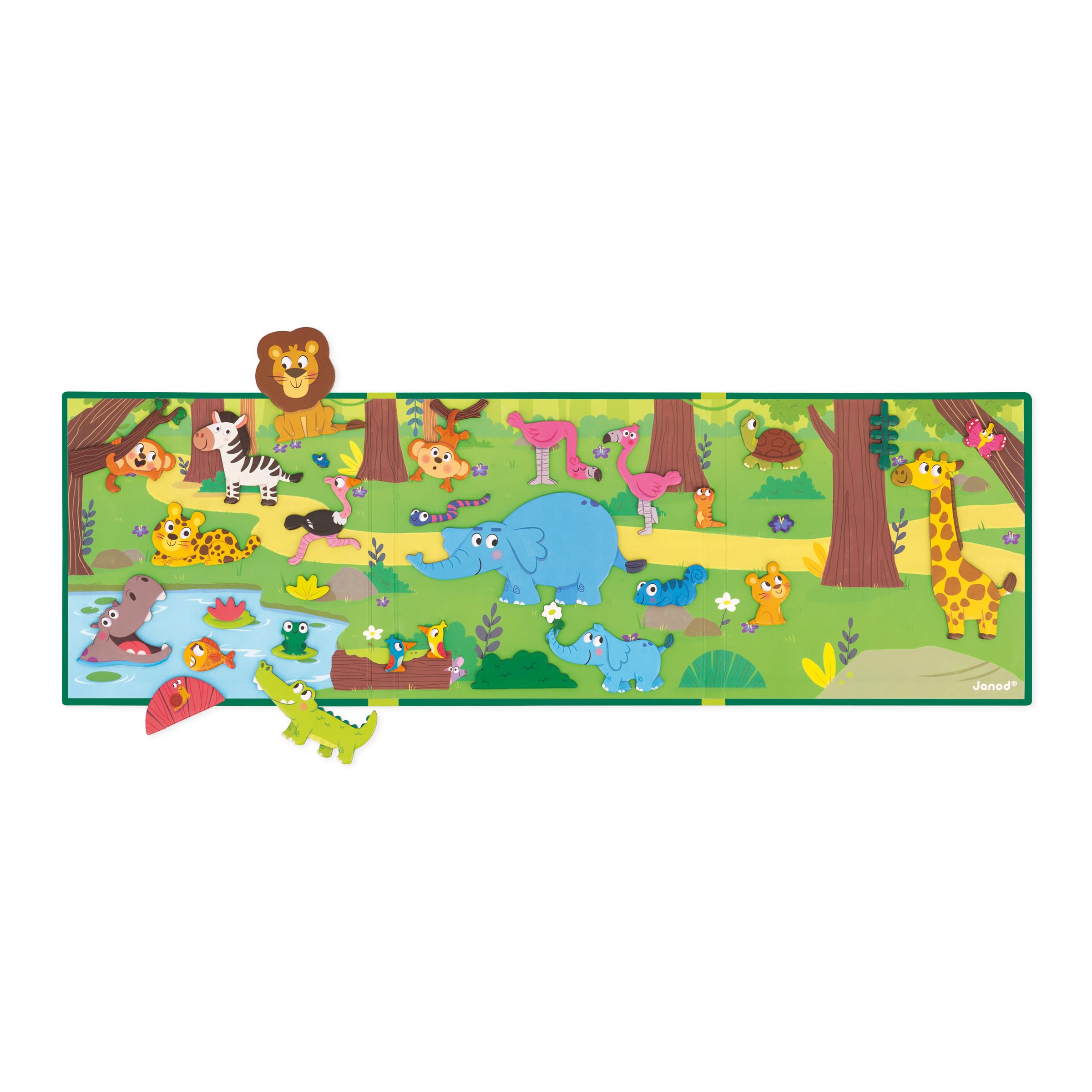 Janod - Magnéti'Stories African Animals - 30-Magnet Educational Game - Children’s FSC Cardboard Toy - Develops Imagination & Fine Motor Skills - 3 Years +, J05456