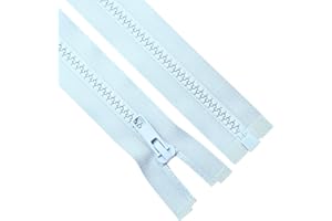 Sawoake 2PCS #5 16 Inch Separating Jacket Zippers for Sewing Coats Jacket Zipper Sky Blue Molded Plastic Zippers Bulk Tailor DIY Sewing Tools for Garment/Bags/Home Textile