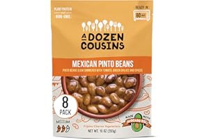 A DOZEN COUSINS MEALS A Dozen Cousins Seasoned Pinto Beans, Vegan and Non-GMO Meals Ready to Eat Made with Avocado Oil (Mexican Pinto Beans, 8-Pack)