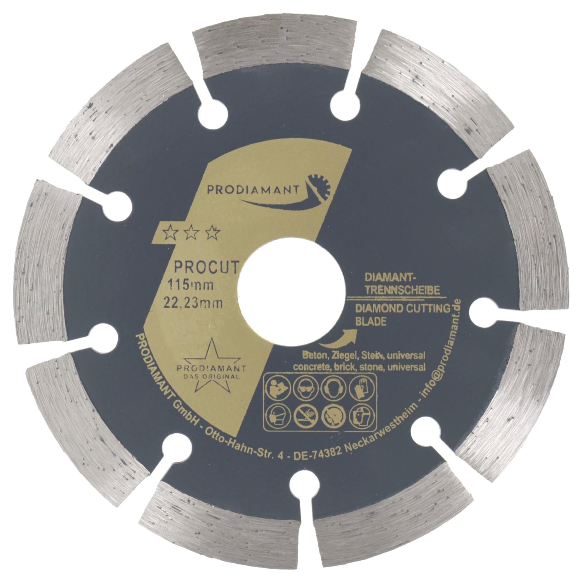 PRODIAMANT diamond cutting disc 115mm 4,5 inch x 22.23 x 1.9 x 10 mm - concrete, stone, brick, universal — image 1