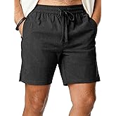 Dokotoo Men Men's Casual 7" Shorts Summer Beach Corduroy Shorts Lightweight Drawstring Elastic Waist Shorts with Pockets