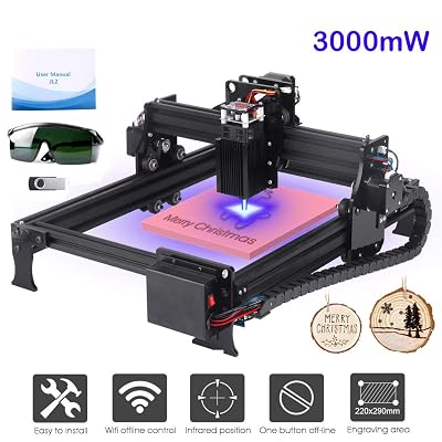 Yofuly 3000mW Laser Engraving Machine Upgrade DIY Desktop CNC Laser Engraver Wood Router, Support ComputerAndroid WiFiOffline Control Laser Printer