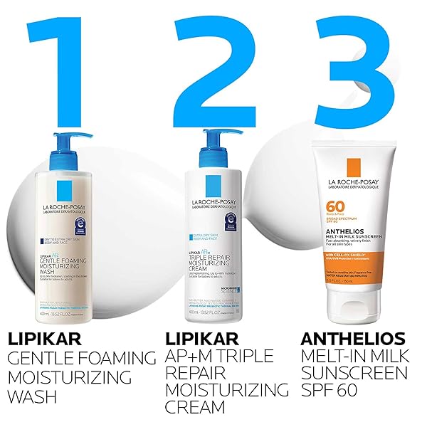 LA ROCHE-POSAY LIPIKAR AP+ GENTLE FOAMING MOISTURIZING WASH, SHEA BUTTER + NIACINAMIDE + GLYCERIN, MOISTURIZING BODY WASH FOR DRY SKIN, NATIONAL ECZEMA ASSOCIATION ACCEPTED, SOAP FREE