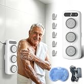Electric Back Scrubber for Shower Wall, Shower Back Scrubber Wall Mounted | No Battery Needed Waterproof Exfoliating Scrubber with 1Massage Foot Mat &amp; 10Cable Clip，Powerful Performance