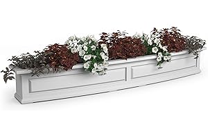 Mayne Inc. Nantucket 6ft Window Box - White - 72in L x 11.6in W x 10.2in H - with 6.5 Gallon Built-in Water Reservoir (4848-W)