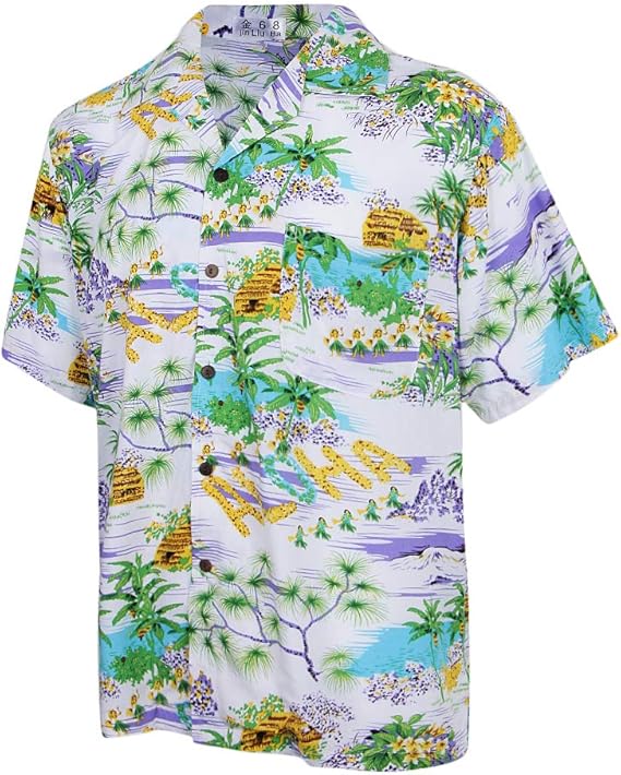 Amazon 全6種類 半袖シャツ メンズ 花柄 プリント 夏 フローラル ファンション ハワイ ラペル アロハシャツ 柔らかく 快適 グリーングレー M Tシャツ カットソー 通販