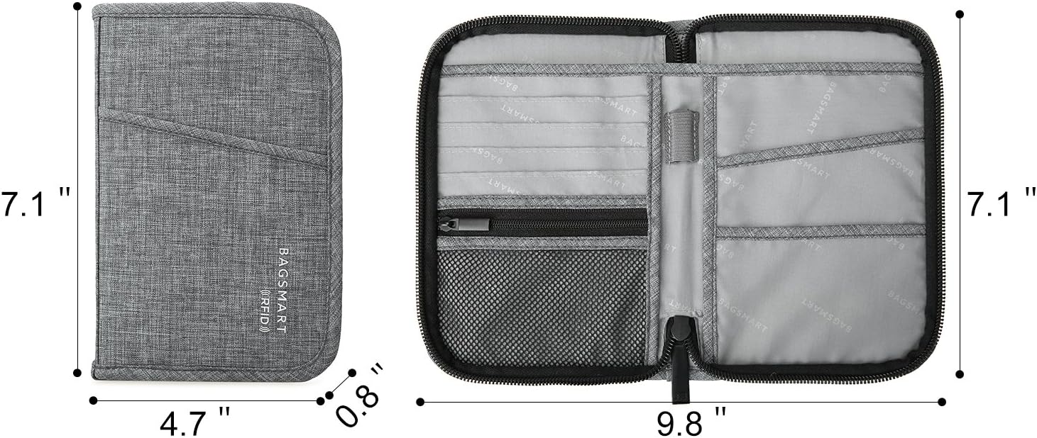  | BAGSMART Travel RFID Blocking Wallet Passport Holder Cover Document Organizer for Men and Women | Passport Wallets