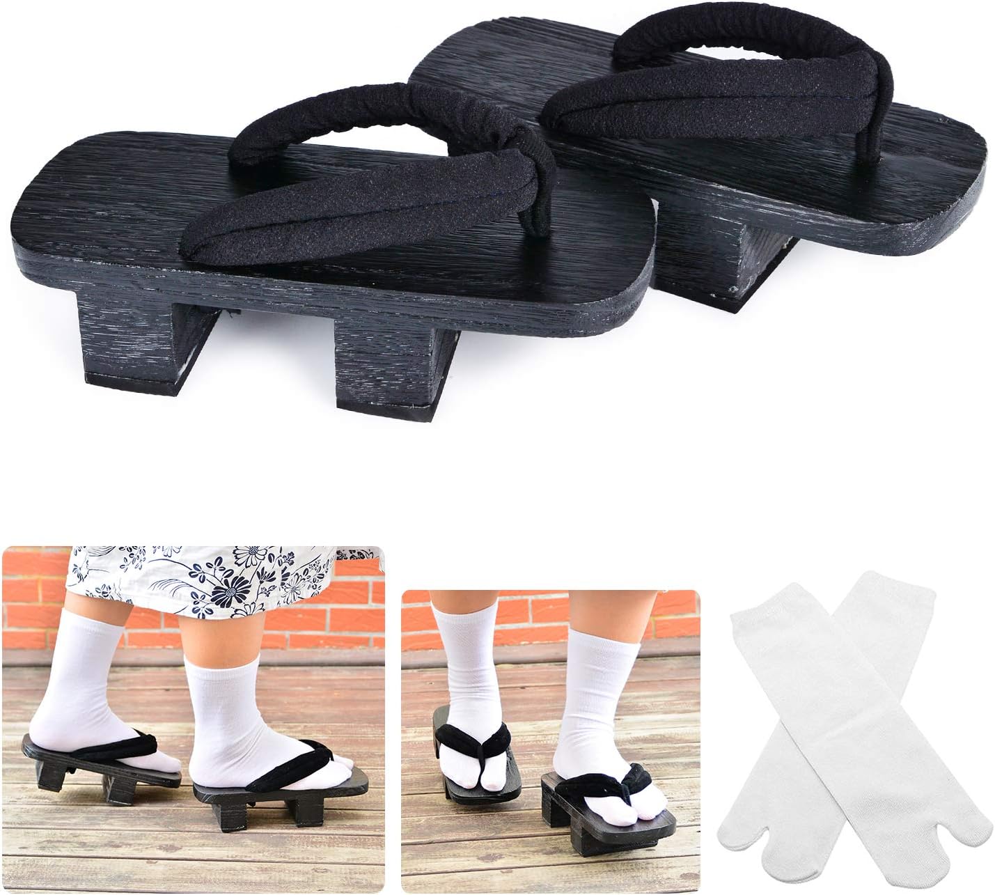 Japanese Wooden Clogs Sandals Japan Traditional Shoes Geta with Tabi Socks