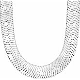 TUOKAY 10mm Thick Herringbone Chains Necklace Men Women Silver Herringbone Necklace Hip Hop Chains for Rapper Gangsta