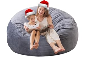 EDUJIN Large Bean Bag Chair for Adults/Kids with Filling, 3 ft Memory Foam Bean Bag Chairs with Filler Included, Ultra Soft Dutch Velvet Fabric, Bean Bag for Living Room - 3 Foot,Dark Gray