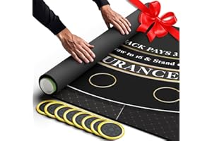 Newverest Blackjack Mat 70" x 30" - Ideal Poker Topper for 6ft and 8ft Folding Tables (30" Width), Black Jack Casino Table Top for Home Game Nights, Portable with Zipper Storage Bag in Gift Ready Box