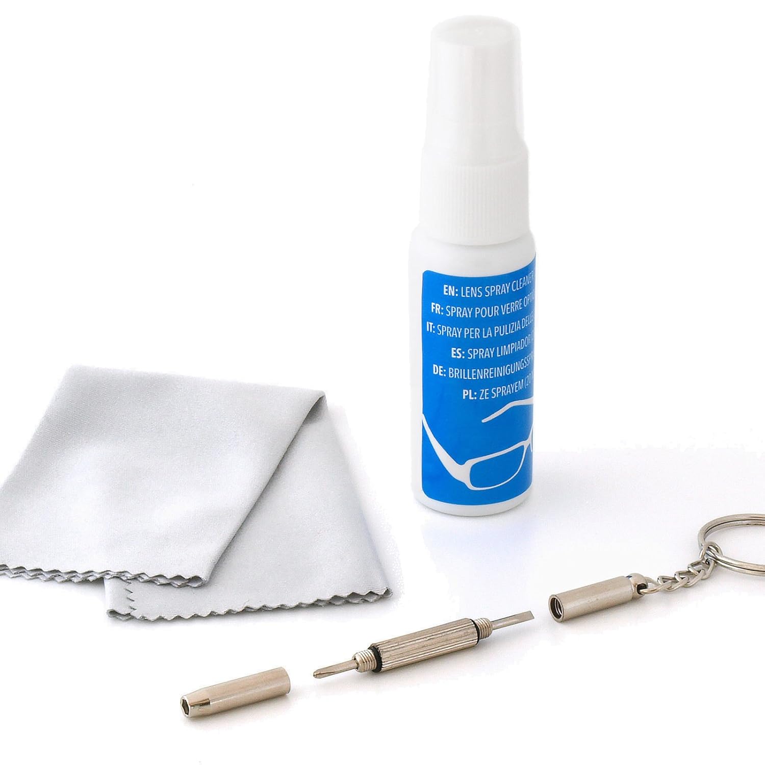 Spectacles Cleaner, Microfibre Cloth, Screwdriver, Spray Spectacle