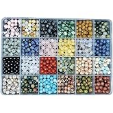 720pcs 6mm Natural Round Stone Beads Gemstone Beading Hole Size 1mm Crystal Energy Stone Healing for Bracelet Necklace Earrings Jewelry Making(24 Colors-2,6mm)