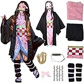 UQJE Kids Kamado Tanjir Cosplay Costumes Anime Tanjir Cosplay Outfit Halloween Kimono Set