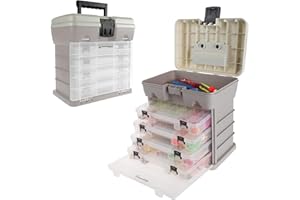 Storage Tool Box Organizer - Utility Box with 4 Drawers and 19 Compartments for Camping Supplies and Fishing Tackle by Wakeman Outdoors (Green)