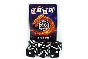 HAOMEJA 6 Pcs 16mm Black Dice Set - Standard Opaque D6 Game Dice for Board Games, DND, RPG, Yahtzee, Math Teaching - Classic 6-Sided Dice with Easy-Read Pips, Party Gifts(6 Black)