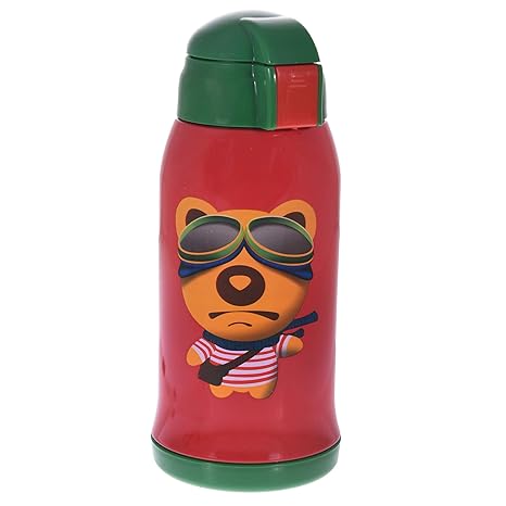 Mummamia Baby Printed Pop-up Sipper Bottle in High Grade Stainless Steel (Hot and Cold) - 300ml (RED)