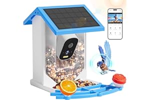 AZONANOR Smart Bird Feeder with Camera Solar Powered - 4K High Resolution AI Camera for Beautiful Close-up Shots and a Unique Bird Watching Experience, Ideal Gift for Bird Lovers