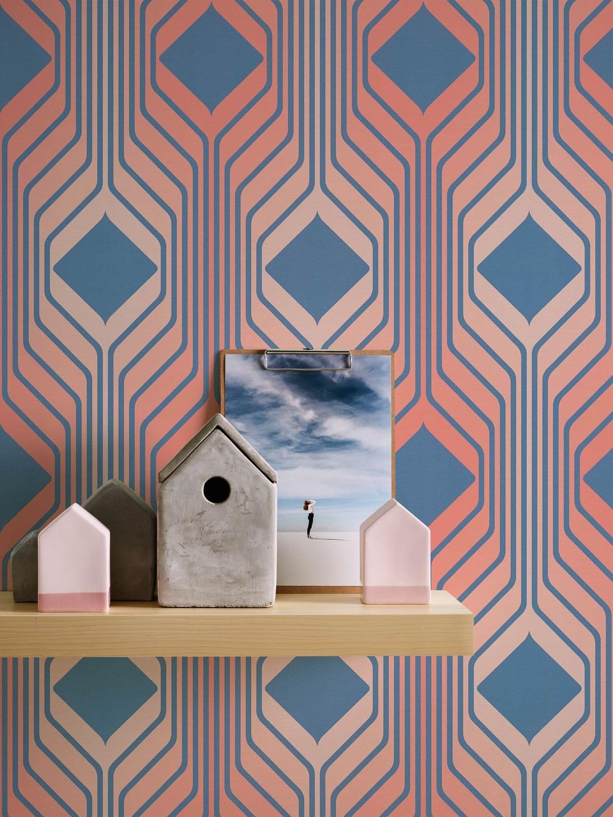 A.S. Création Retro 70s Diamond Wallpaper Blue/Red/Pink Retro Chic 395322 8.50m x 0.53m Paste The Wall