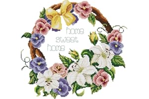 Cross Stitch Kits, Awesocrafts Sweet Home Easy Patterns Cross Stitching Embroidery Kit Supplies Christmas, Stamped or Counted (Sweet Home, Counted)