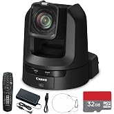 Canon CR-N300 4K NDI PTZ Camera with 20x Optical Zoom (Satin Black) Bundle | UHD Video, NDI|HX &amp; IP Streaming, Smooth Pan/Tilt Control | Ideal for Church &amp; Streaming (5157C001) + 32GB Card