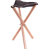 US Art Supply Portable Three Leg Wood Artist Folding Stool | Saddle Leather Seat