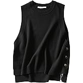 Mingzhu Womens Sleeveless Round Neck Pullover High Low Ribbed Knit Sweater Vest