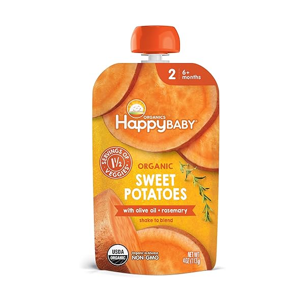 HAPPY BABY ORGANIC SWEET POTATOES WITH OLIVE OIL & ROSEMARY BABY FOOD, 4 OZ
