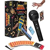 ouaohu Grab Microphone Music Board Game, Pass The Mic with 280 Song Lyrics (140 Cards) and 10 Blank Cards, 2-10 Players Karaoke Party Game for Family, Fun Misheard Lyrics Music Hilarious Games