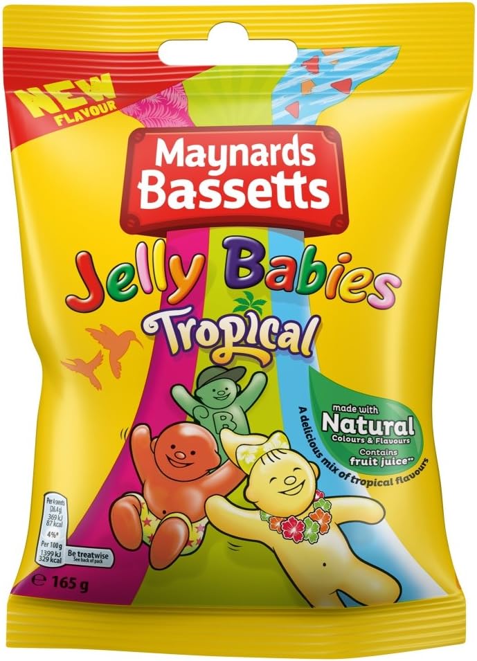 Maynards Bassetts Jelly Babies Tropical Sweet Bag, 165 g