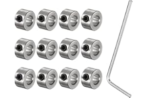 uxcell 12pcs Set-Screw Collars 6mm Bore Stainless Steel Shaft Collars, 12mm OD, 7mm Width, Landing Gear Stopper Wheel Collar with Hex Wrench