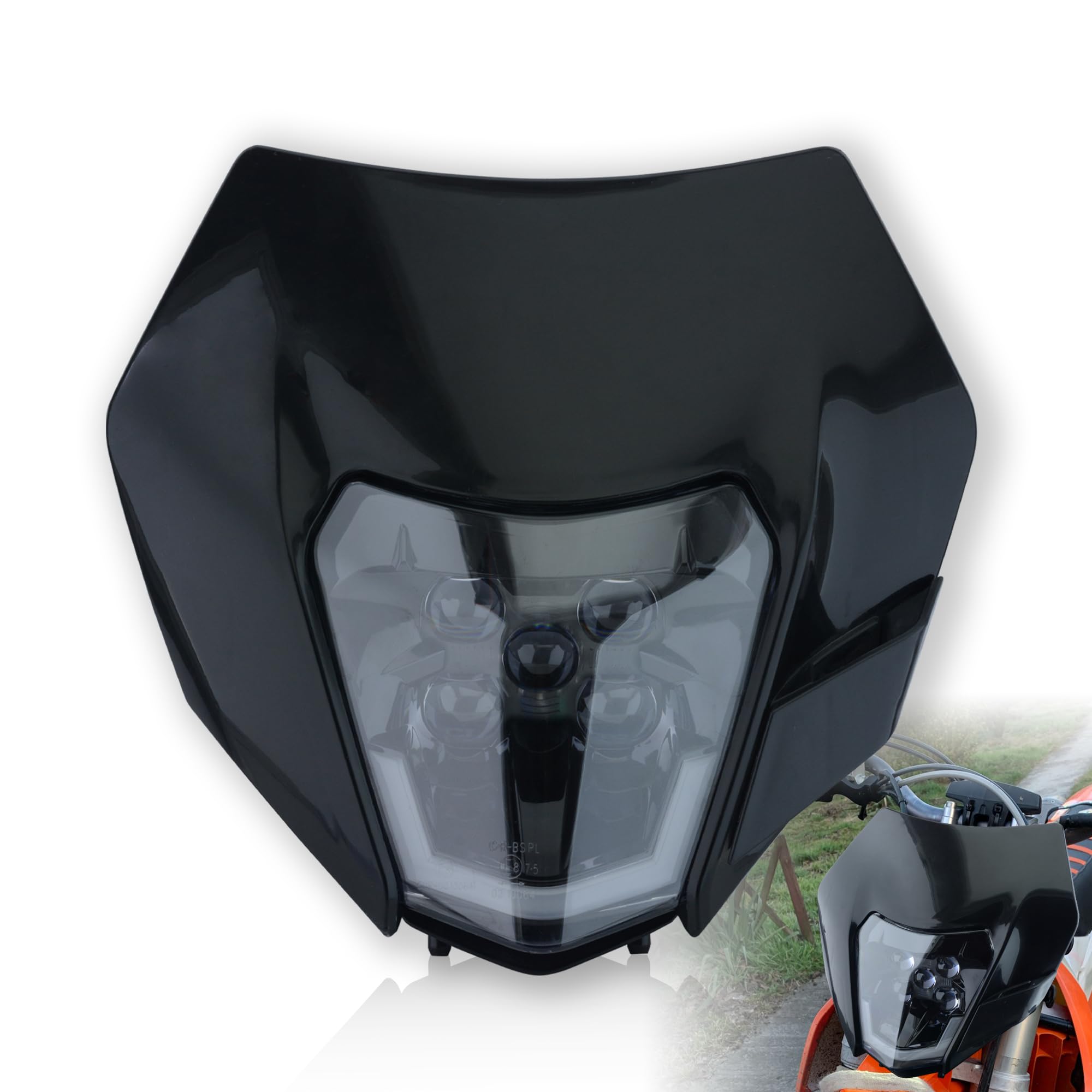 Photo 1 of fewfuss Dirt Bike LED Headlight - Universal Motorcycle Enduro Headlight - LED Head Lamp for Pit Bike ATV EXC XC SX (Black)