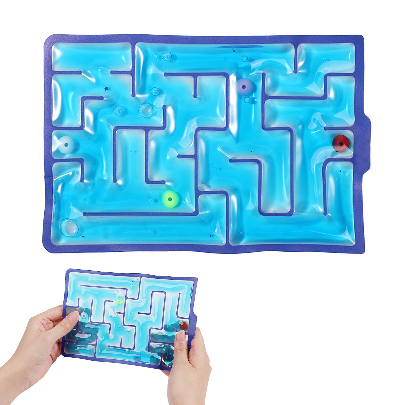 lasuroa Gel Maze Sensory Toys, Fidget Marble Maze Filled with Liquid Funny Sensory Relaxation Toy Calming Sensory Toy Autism Tactile Toy Fidget Toys Squeeze Toy for Autistic Kids (Blue)