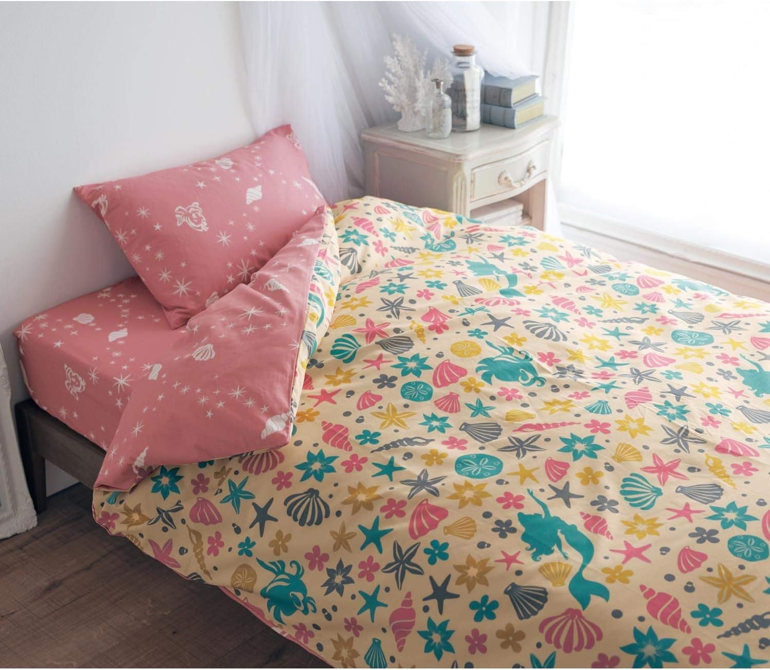 Amazon ベルメゾン ディズニー 掛け布団カバー 綿混 リバーシブル 掛けふとんカバー アリエル シングル 掛けふとんカバー オンライン通販