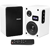 White Bookshelf Speakers Pair, 70W Powered Record Player Speakers with Optical/ARC/RCA/AUX/BT Input, Turntable Speakers with 4 Inch Woofer, HiFi Stereo Speakers for Home Audio Theater TV Computer PC