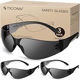 TICONN Clear Safety Glasses for Men &amp; Women, ANSI Z87.1 Safety Goggles | UV400 Protection, Scratch-Resistant Lenses, Impact Resistance, Lightweight Comfort Fit, Perfect for Construction, Cycling