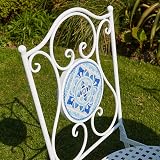 Home Source Fenton Mosaic Patio Table and 2 Folding Chairs Set White view 3