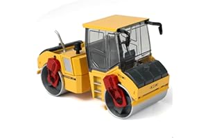 SHINESIGNAL Road Roller Model Toys, 1/35 Premium Alloy Die-Cast Construction Vehicle, Collector Edition Gift for Adults Kids- Yellow