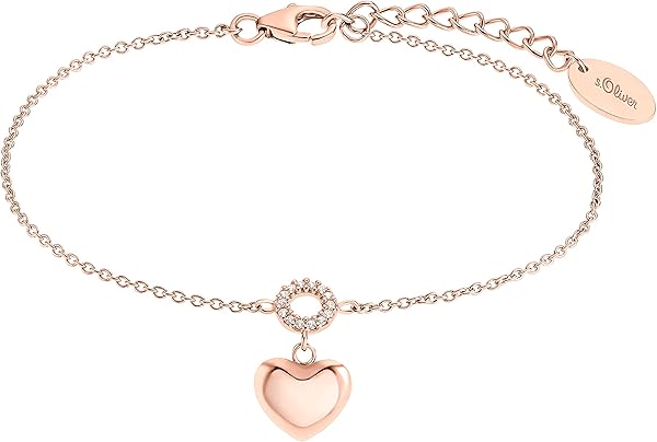 s.Oliver Armband 925 Sterling Silber/Edelstahl für Damen, Armschmuck, Herz, Kommt in Schmuck Geschenk Box