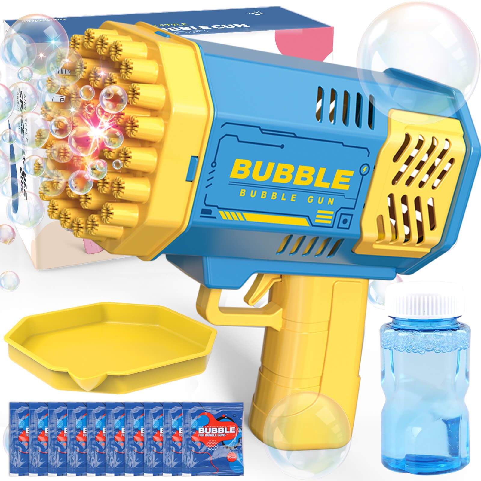 JONEG Toys for 3+ Year Old Kids Boys, Rocket Bubble Gun Machine, Gifts for 3 4 5 6 7 8 Years Old Boys Girls Birthday, Bubble Maker Outdoor Garden Party Games Toys