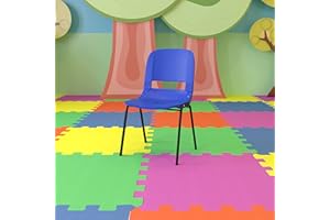 EMMA + OLIVER Navy Ergonomic Shell Stack Chair with Black Frame and 16" H Seat