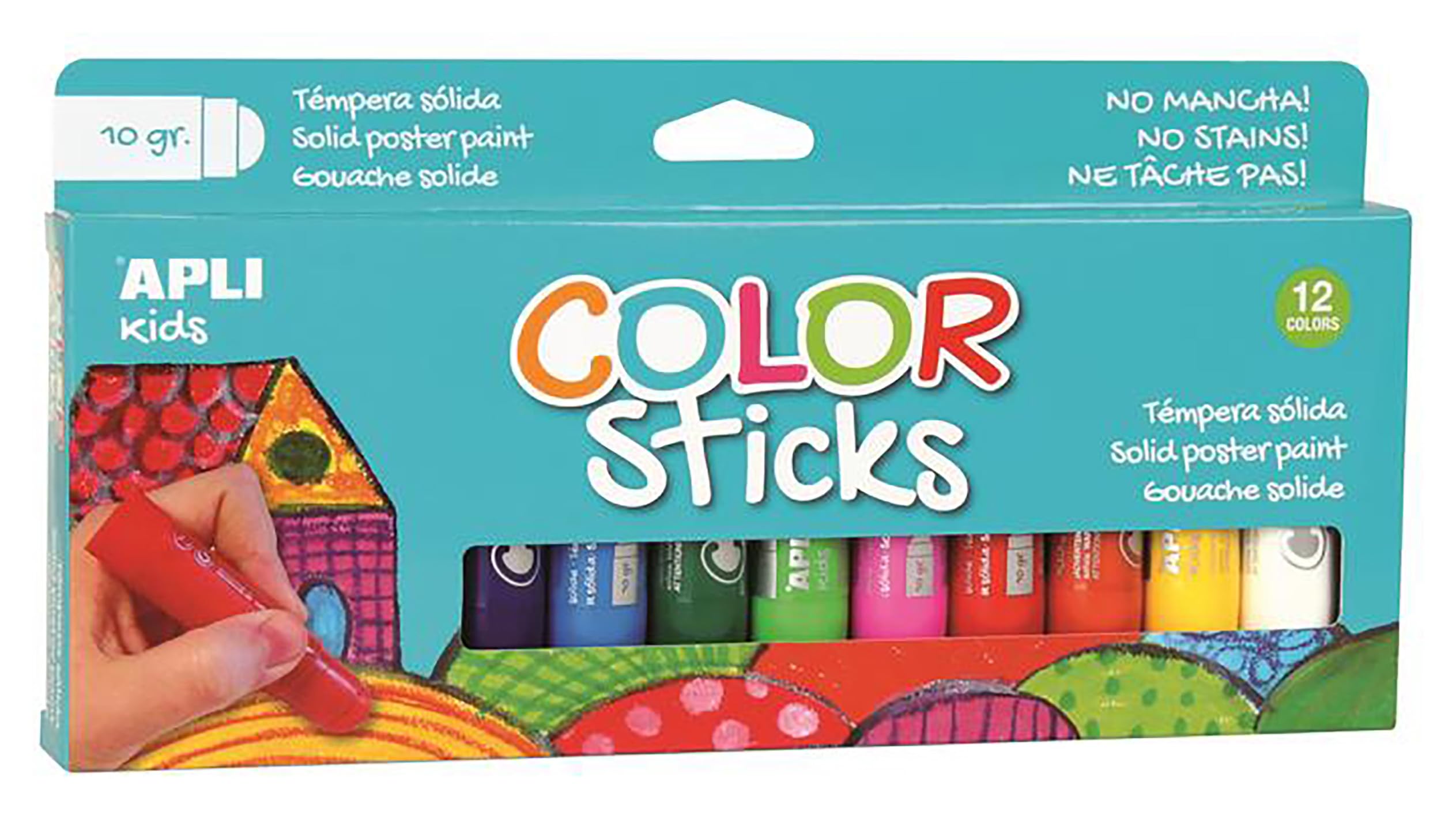 APLI Kids 12 Fixed Tempera Pens in Vibrant Colours for Mess-Free Painting