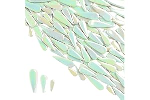 BTMIEY 1.1LB Water Drop Petal Leaves Ceramic Mosaic Tiles for DIY Crafts,Teardrop Shaped Ceramic Mosaic Pieces for Photo Frames,Cups,Flower Pots,Fish Tank,Vases,Make Stepping Stones (Iridescent Green)