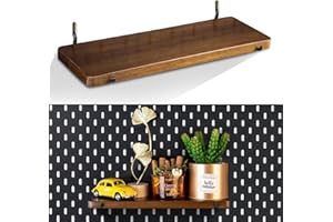 SEMPOMA Walnut Color Pegboard Shelf, Pegboard Accessories, Wooden Pegboard Shelves with Pegboard Hooks, Compatible with IKEA Skadis Pegboard
