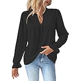 Bsubseach Womens Tops Ruffle Long Sleeve Swiss Dot Blouses for Women Dressy Casual Fashion Shirts