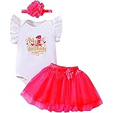 Magic Park 9-12M Baby Girl 1st Birthday Outfit - One Birthday Bodysuit Skirt Set With Headband