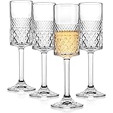 Cambareign Champagne Flutes Set of 4, 7oz Square Champagne Glasses, Lead-free Crystal Champagne Flute Glass, Unique Gift for Birthday, Wedding, Anniversary