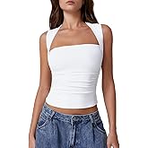 QINSEN Women's Square Neck Slim Fit Tank Top