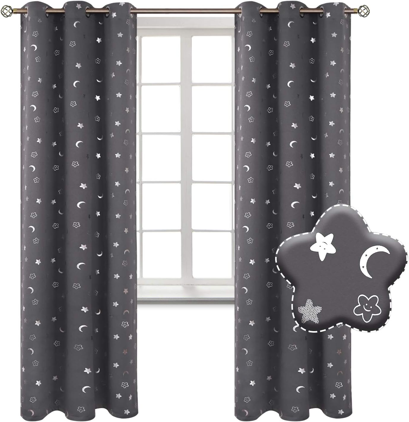 Grey Astronaut Print Blackout Curtains Children's Curtains Astronauts